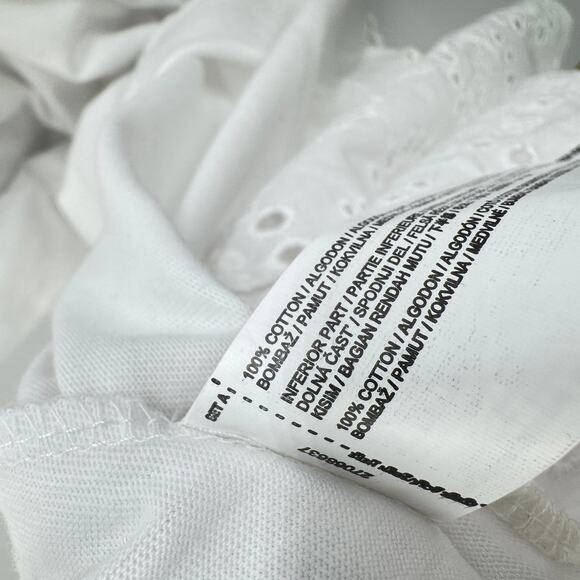 MANGO Dress Dina Spaghetti Straps A-line Midi Size Medium Women's White NWT - Picture 9 of 10